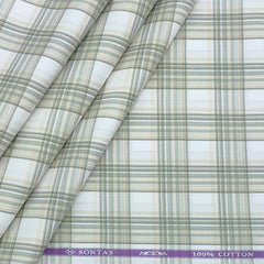 Shirt Fabric Soktas Giza Cotton Check Colour Green