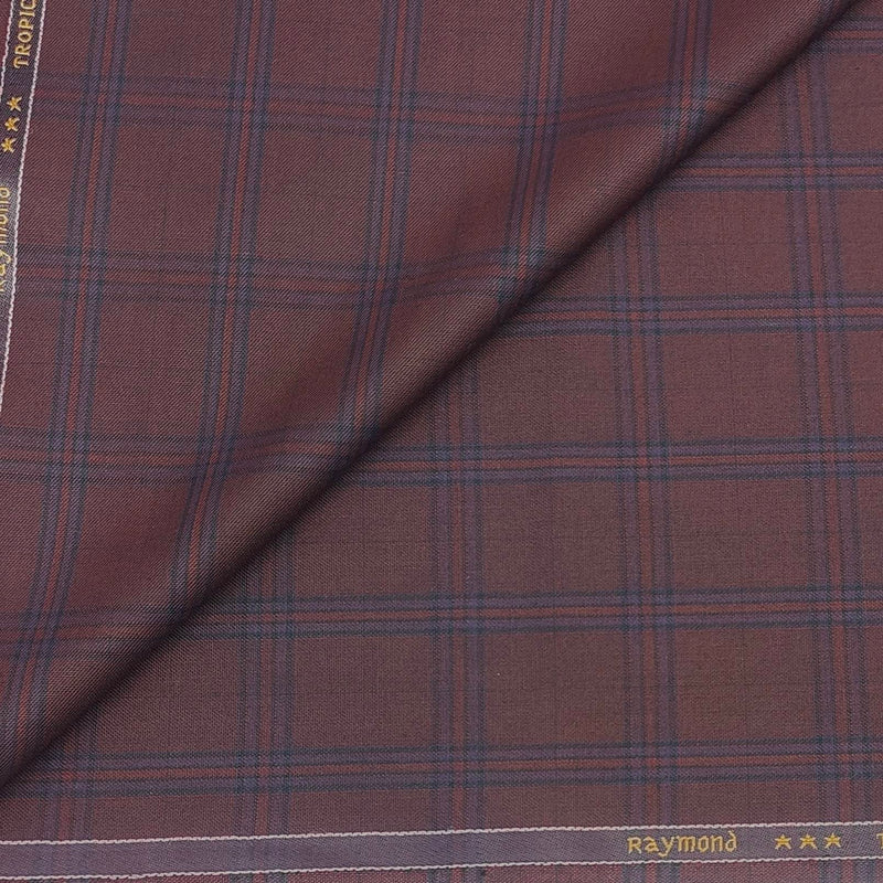 Trouser Fabric Raymond PolyViscose Broad Check Color Wine