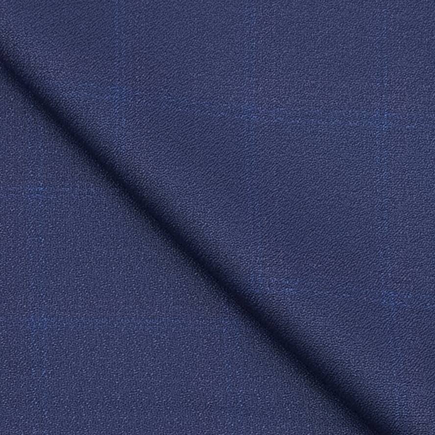 Trouser Fabric Raymond Fine Count PolyViscose Check Color Dark Blue