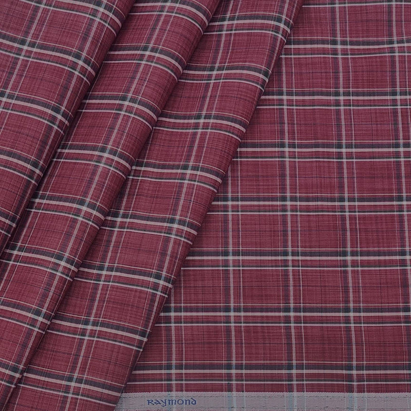 Shirt Fabric Raymond Blended Check Colour Syrah