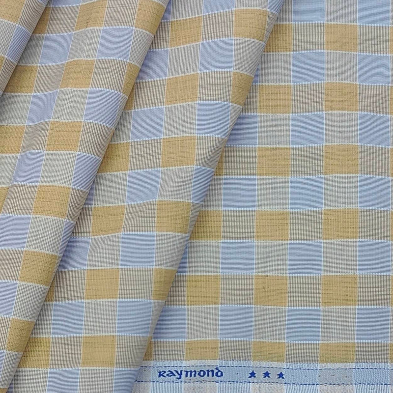 Shirt Fabric Raymond Blended Check Colour Golden n Grey