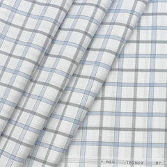 Shirt Fabric ManTire Poly Cotton Wrinkle Free Mix Check Colour Air Force Blue