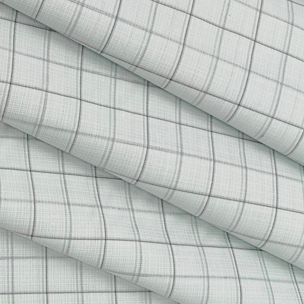 Shirt Fabric ManTire Poly Cotton Wrinkle Free Check Colour Light Greenish Grey