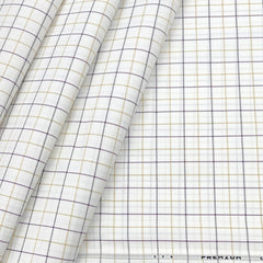 Shirt Fabric ManTire Poly Cotton Wrinkle Free Mix Check Colour Lavender n Brown