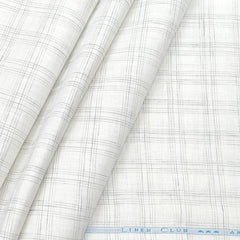 Shirt Fabric Linen Club Pure Linen 80 Lea Broad Checks colour Grey