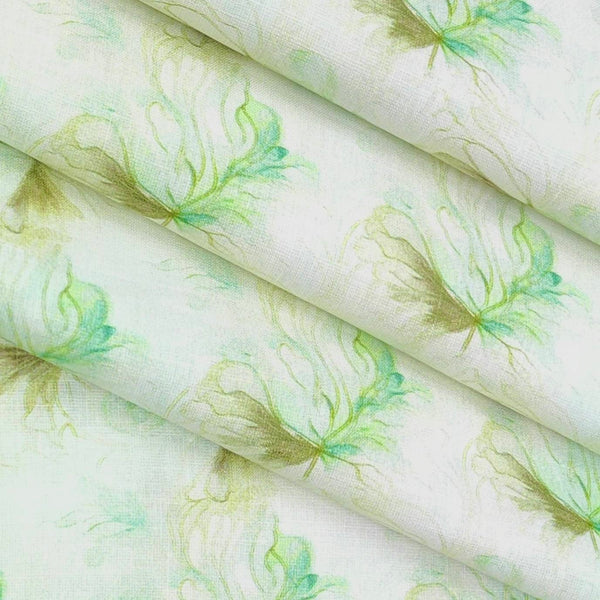 Shirt Fabric Linen Club Linen Blended Digital Printed Colour Green