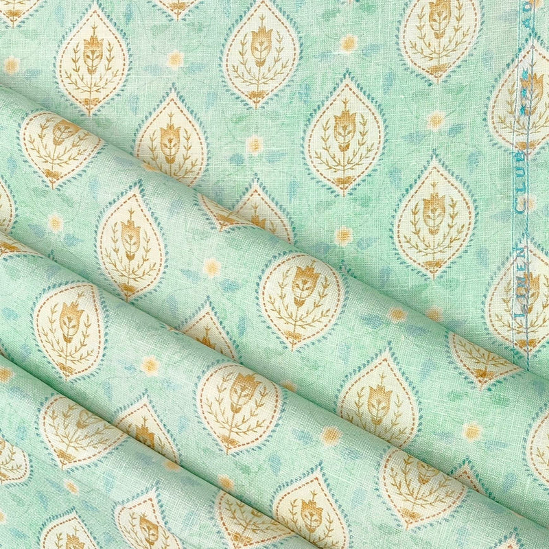 Shirt Fabric Linen Club Linen Blended Digital Printed Colour Sea Green