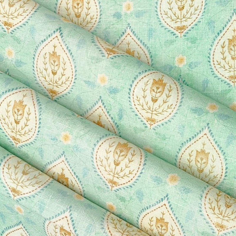 Shirt Fabric Linen Club Linen Blended Digital Printed Colour Sea Green