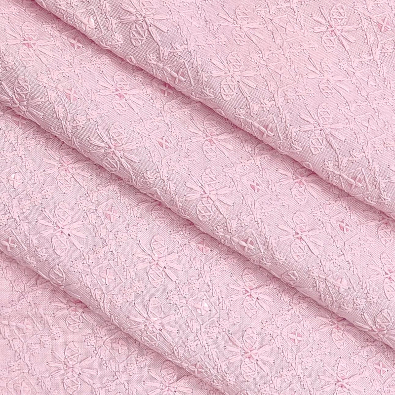 kurta Fabric ManTire Rayon Chikankari Lucknowi Sequins Work Silent Pink