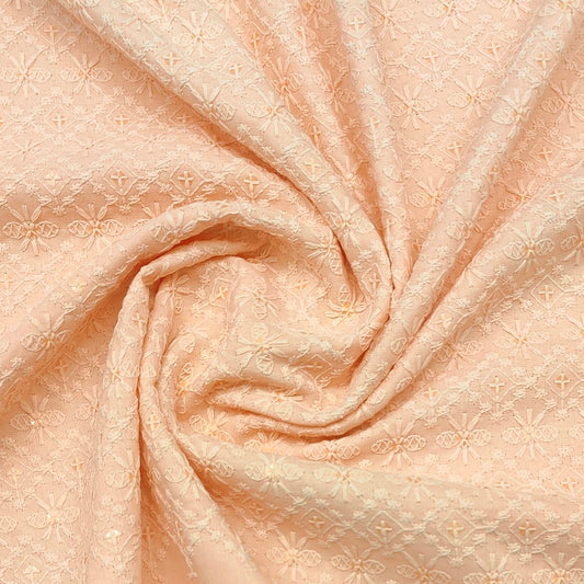 kurta Fabric ManTire Rayon Chikankari Lucknowi Sequins Work Peach