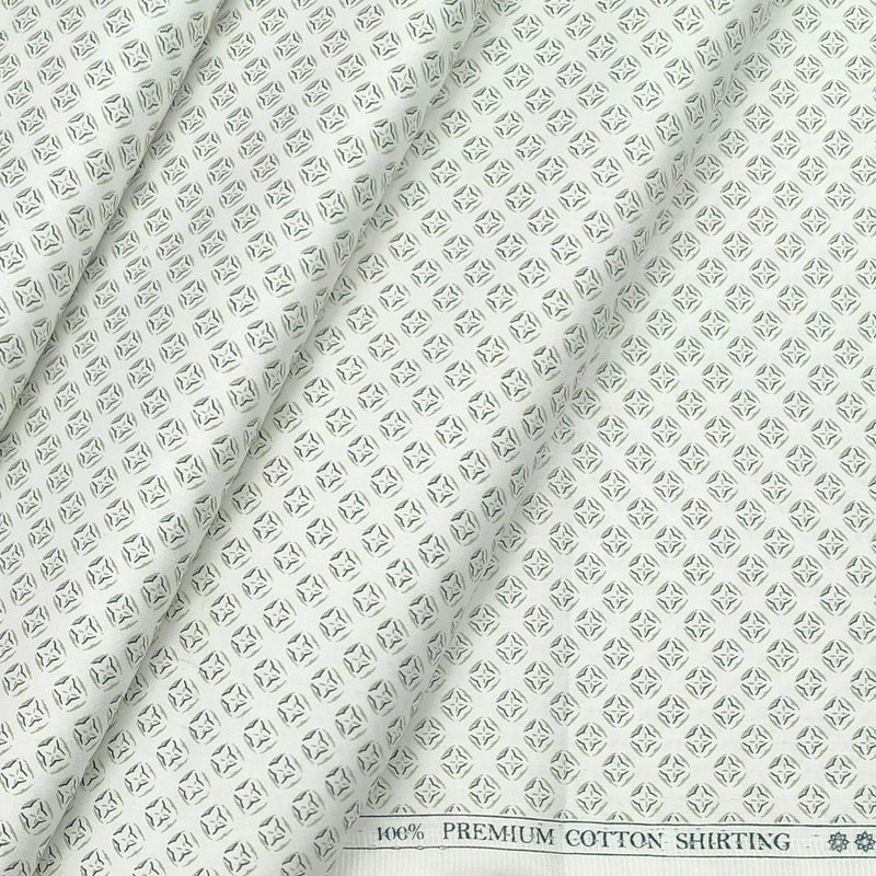 Shirt Fabric ManTire Giza Cotton Printed Colour Greenish Grey