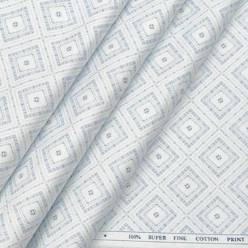 Shirt Fabric ManTire Giza Cotton Printed Colour Powder Blue