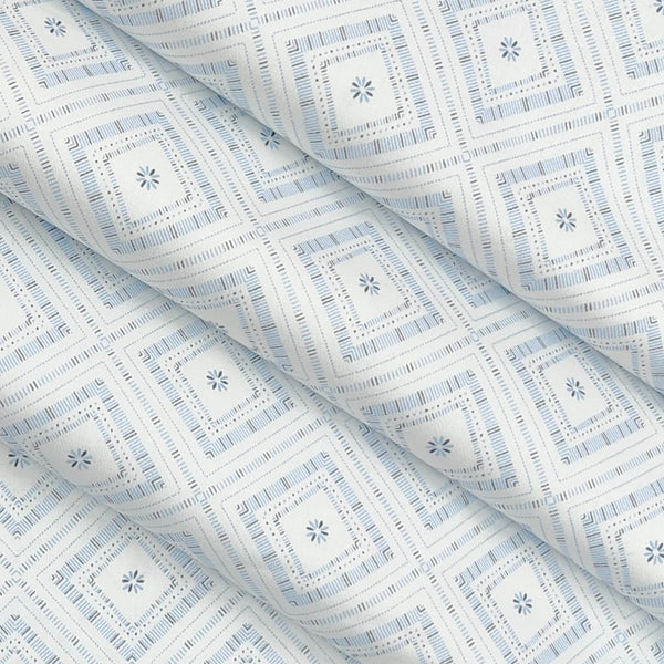 Shirt Fabric ManTire Giza Cotton Printed Colour Powder Blue