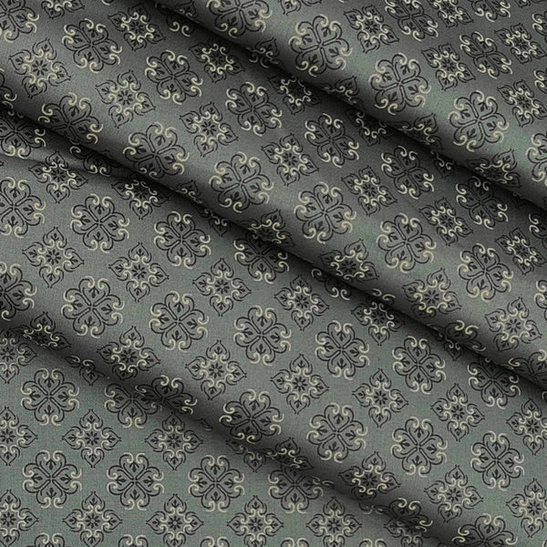 Shirt Fabric ManTire Giza Cotton Printed Colour Hunter Grey