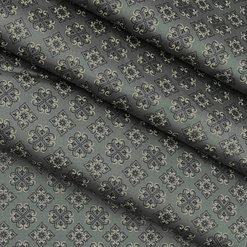 Shirt Fabric ManTire Giza Cotton Printed Colour Hunter Grey