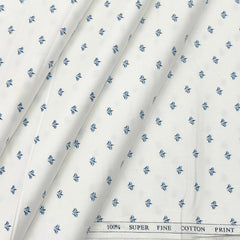 Shirt Fabric ManTire Giza Cotton Polka Dot Colour White n Blue