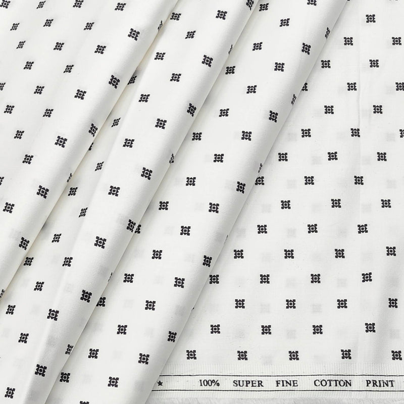 Shirt Fabric ManTire Giza Cotton Pola Dot Printed Colour White n Black