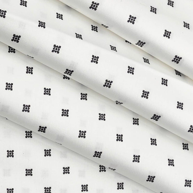 Shirt Fabric ManTire Giza Cotton Pola Dot Printed Colour White n Black