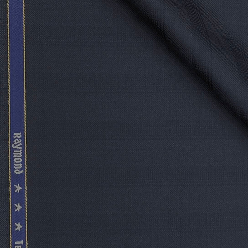 Trouser Fabric Raymond 52% 90s Wool Blended check Colour Dark Blue