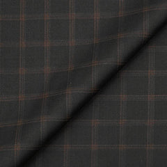 Trouser Fabric Raymond 100s Wool Blended check Colour Dark Coffee