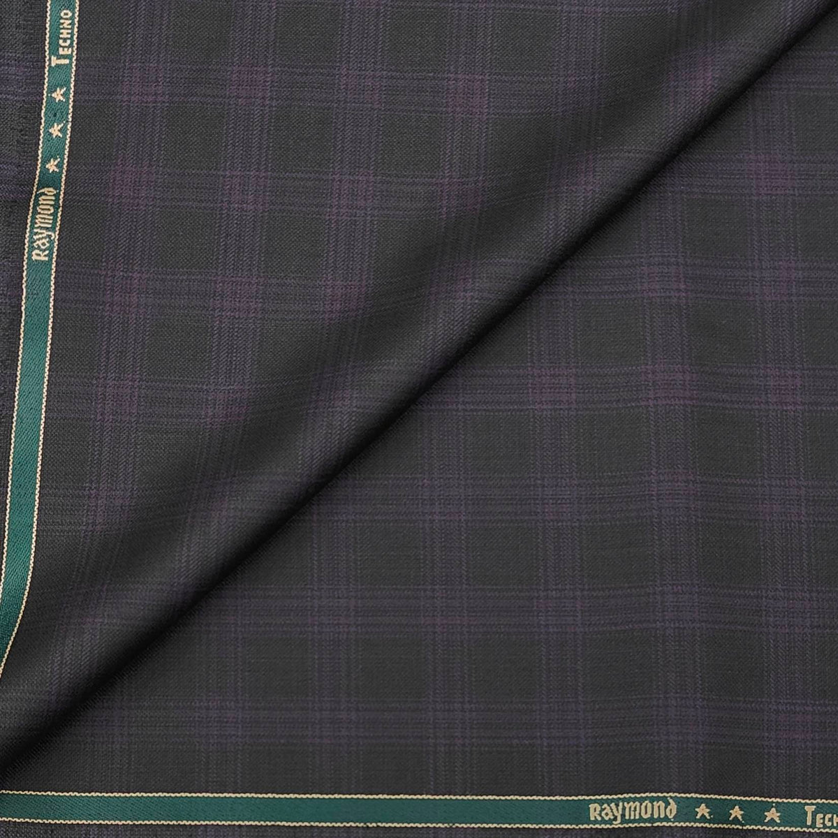 Trouser Fabric Raymond Finest Wool Blended check Colour Wine n Black