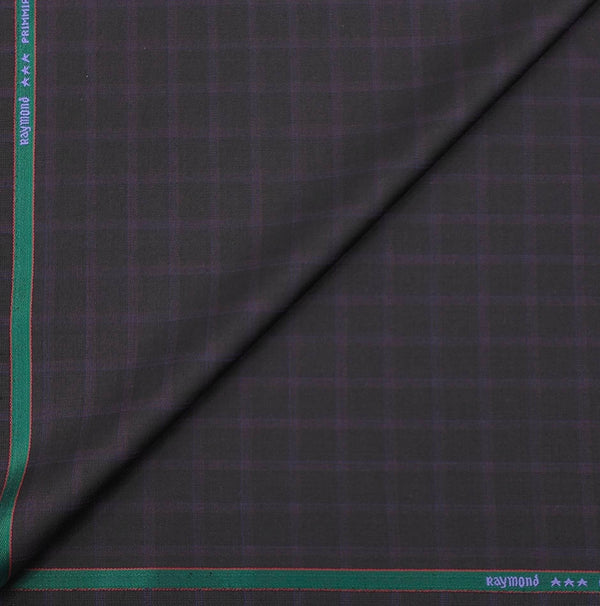 Suit Fabric Raymond 100s Wool Blended check Colour Wine