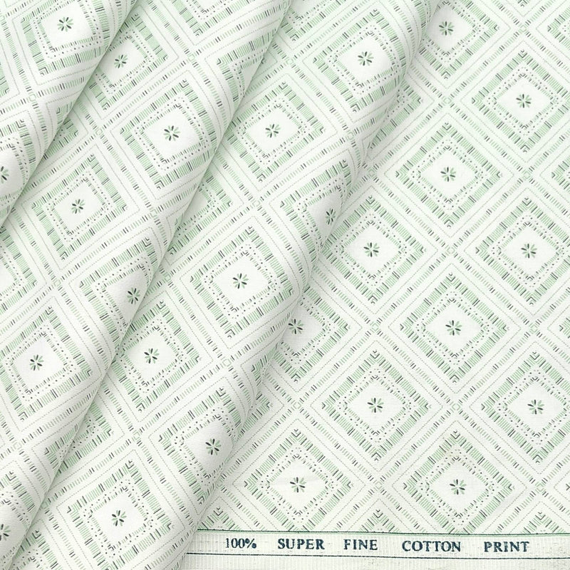 Shirt Fabric ManTire Giza Cotton Printed Colour Mid Green