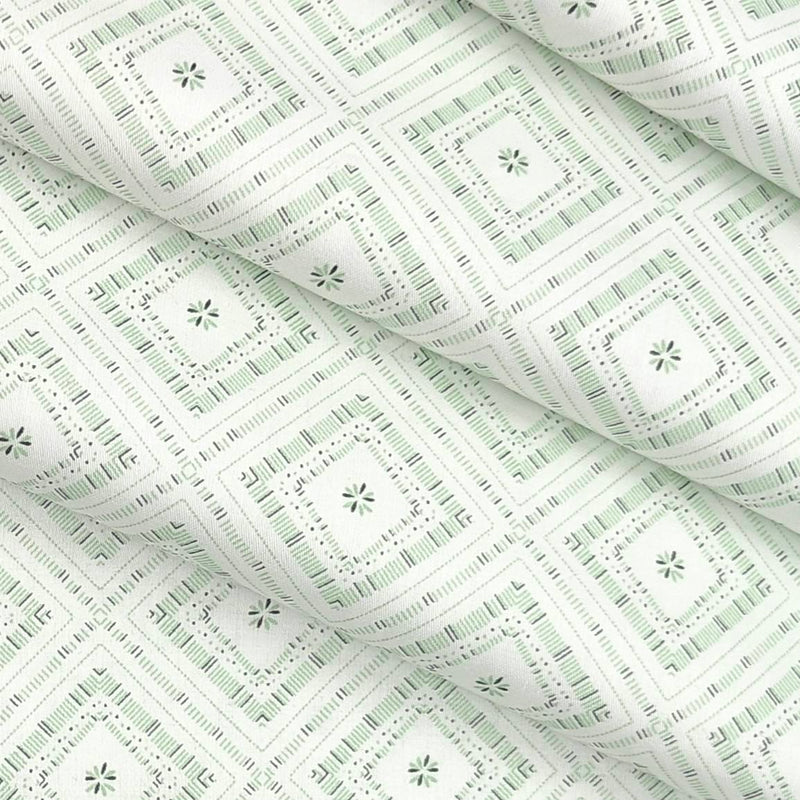 Shirt Fabric ManTire Giza Cotton Printed Colour Mid Green