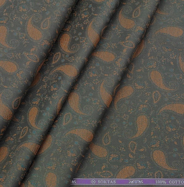 Shirt Fabric Soktas Premium Giza Cotton Jacquard Colour Mehandi Green