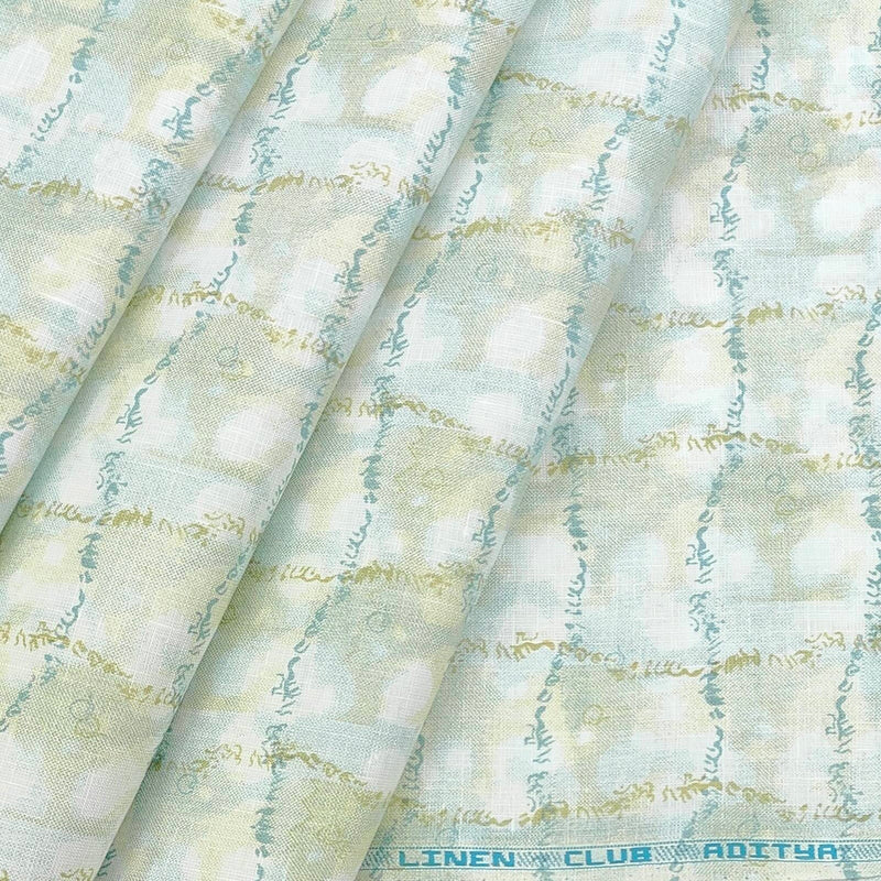 Shirt Fabric Linen Club Linen Blended Printed Colour Lime Green