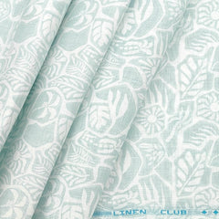 Shirt Fabric Linen Club Pure Linen Printed Colour Mint Blue