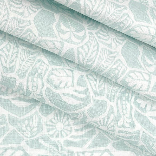 Shirt Fabric Linen Club Pure Linen Printed Colour Mint Blue