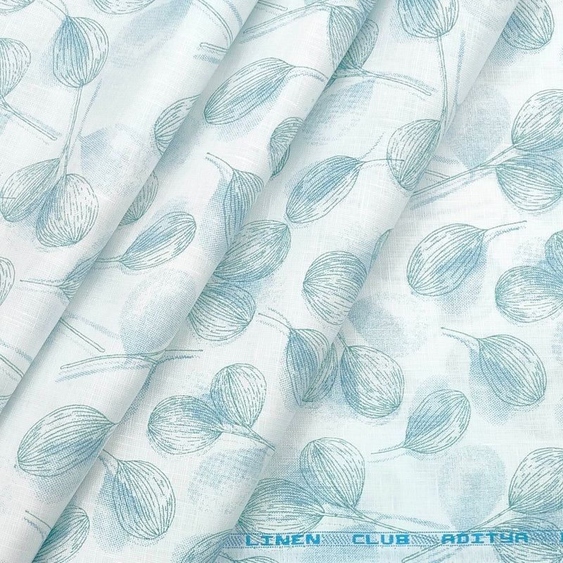 Shirt Fabric Linen Club Linen Blended Printed Colour Cade Blue