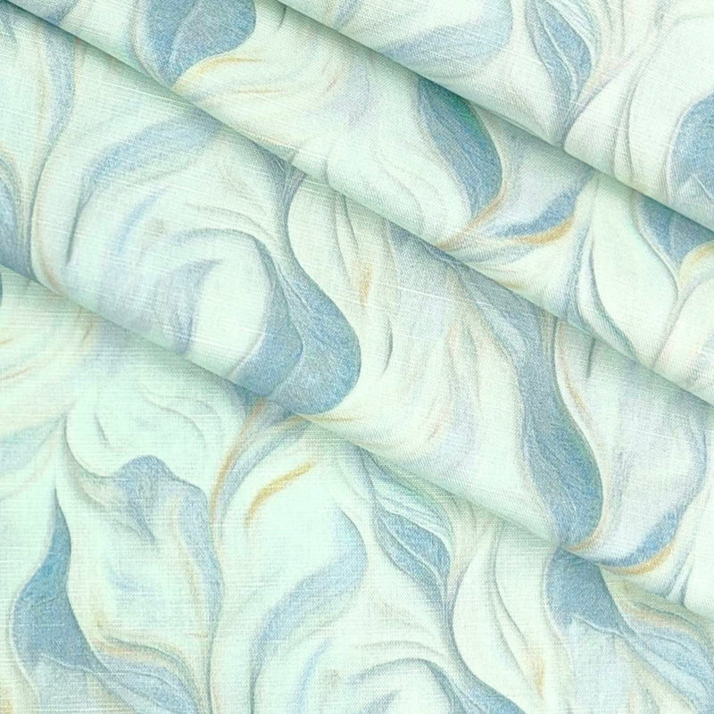 Shirt Fabric Linen Club Linen Blended Printed Colour Aquamarine