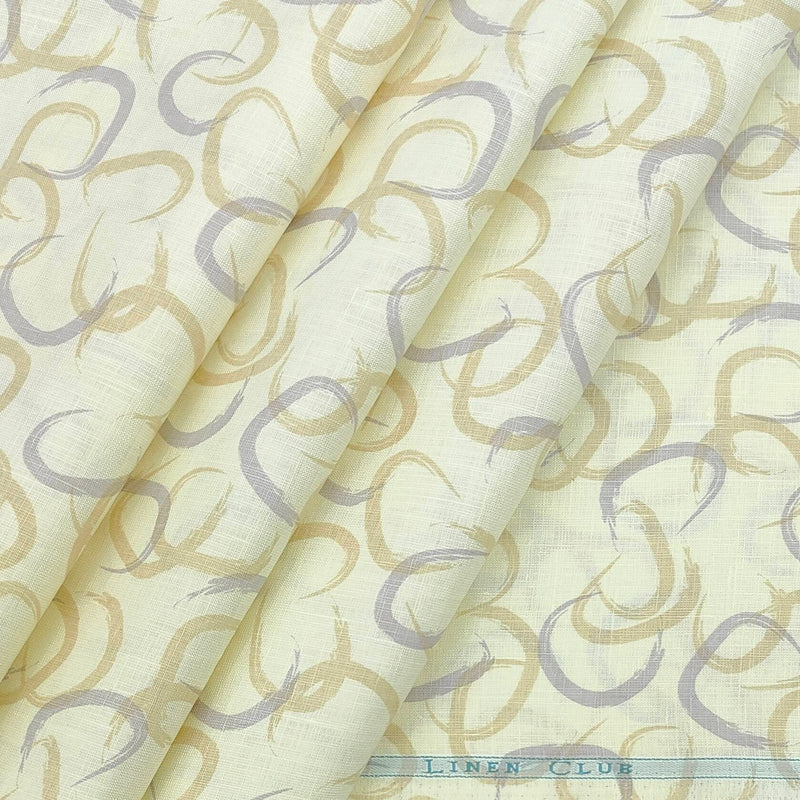 Shirt Fabric Linen Club Linen Blended Printed Colour Parmesean Yellow