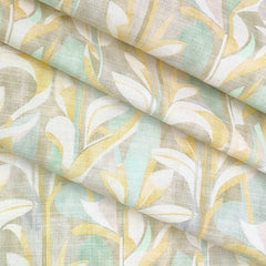 Shirt Fabric Linen Club Linen Blended Printed Colour Yellowish Green