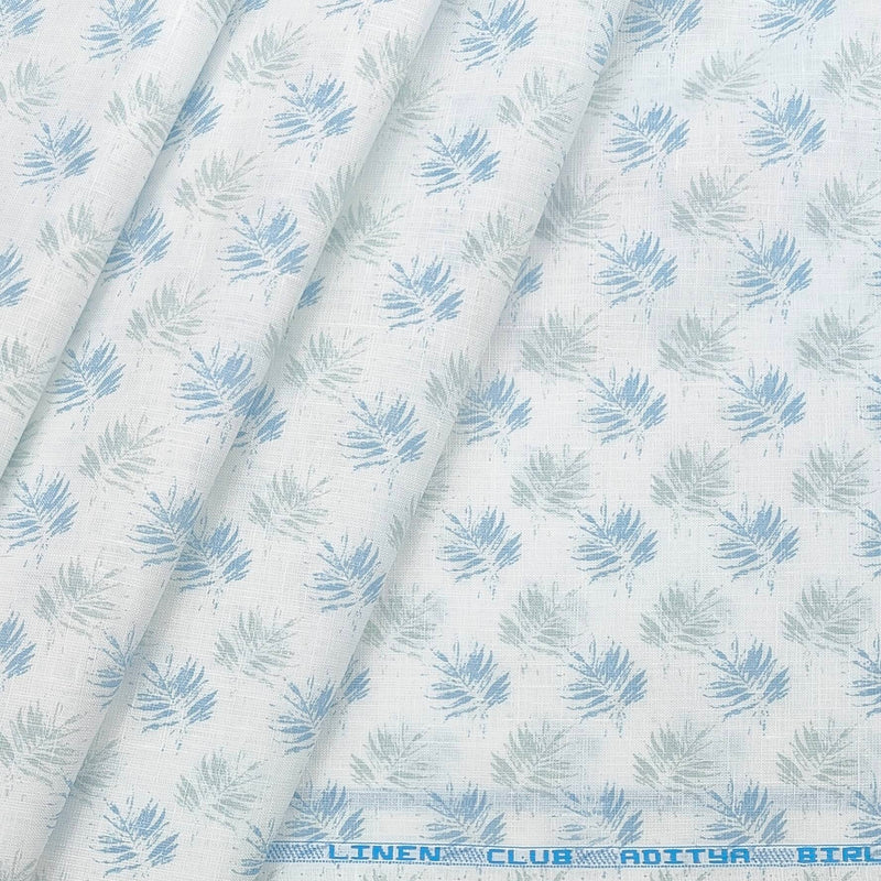 Shirt Fabric Linen Club Linen Blended Printed Colour Powder Blue