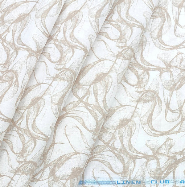 Shirt Fabric Linen Club Linen Blended Printed Colour Brown