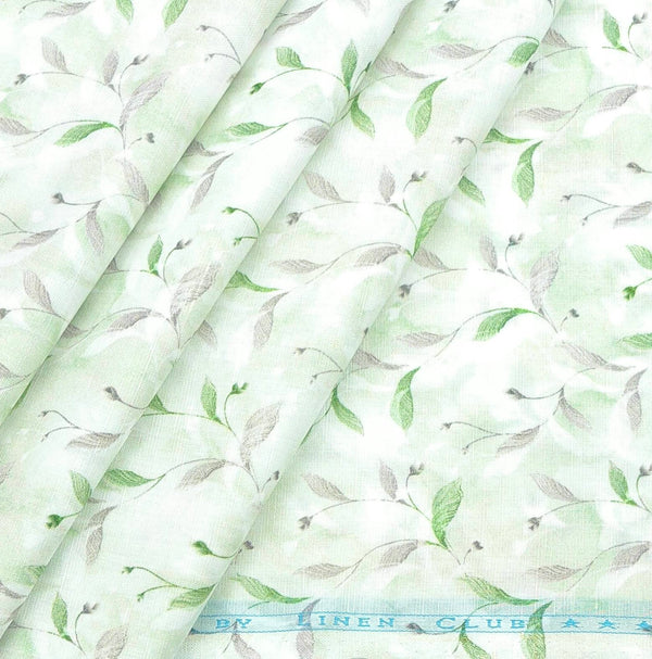 Shirt Fabric Linen Club Linen Blended Printed Colour Leaf Green