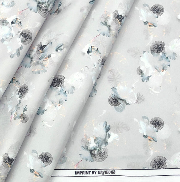 Shirt Fabric Raymond Polished Cotton Digital Printed Colour Grey