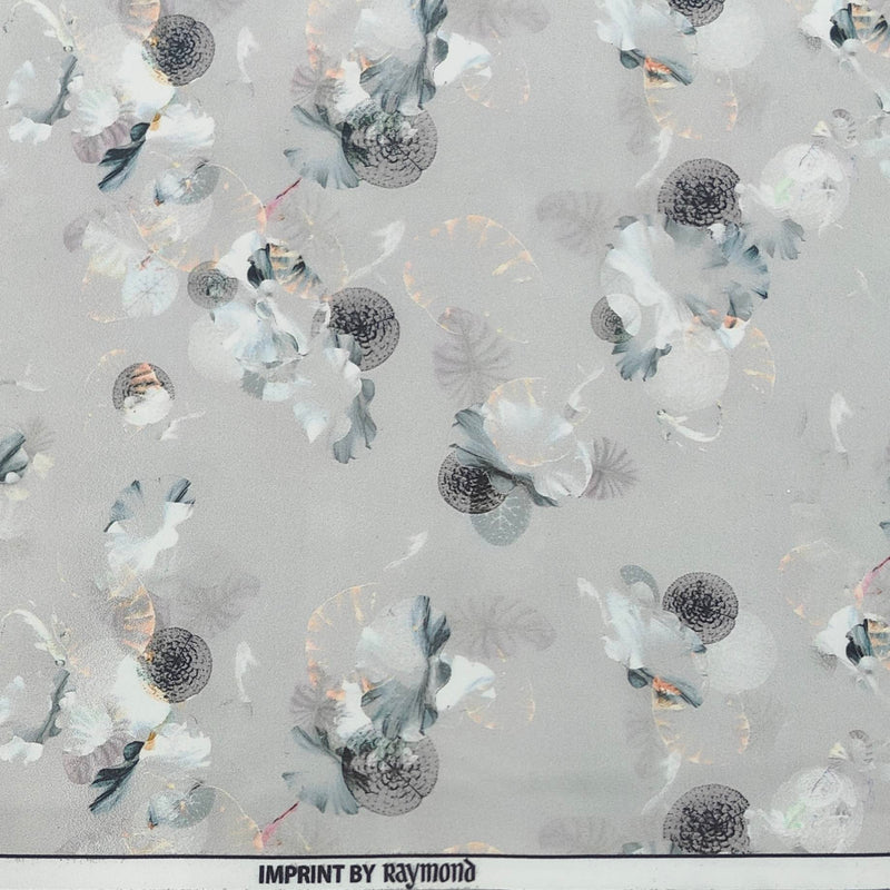 Shirt Fabric Raymond Polished Cotton Digital Printed Colour Grey