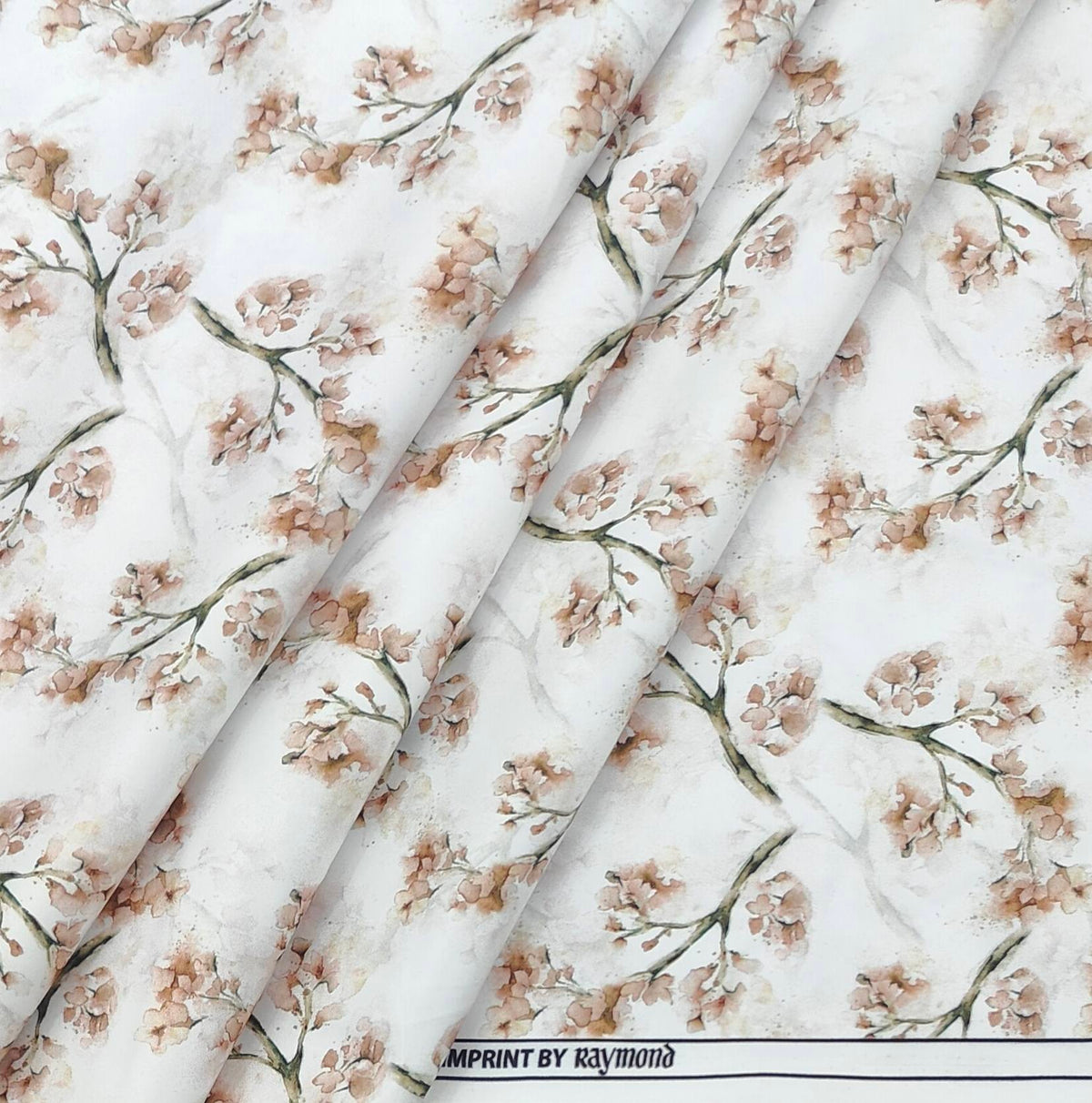 Shirt Fabric Raymond Polished Cotton Digital Printed Colour White n Brown