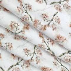Shirt Fabric Raymond Polished Cotton Digital Printed Colour White n Brown