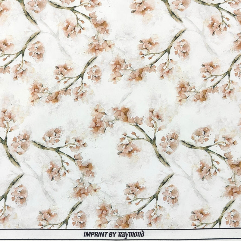 Shirt Fabric Raymond Polished Cotton Digital Printed Colour White n Brown