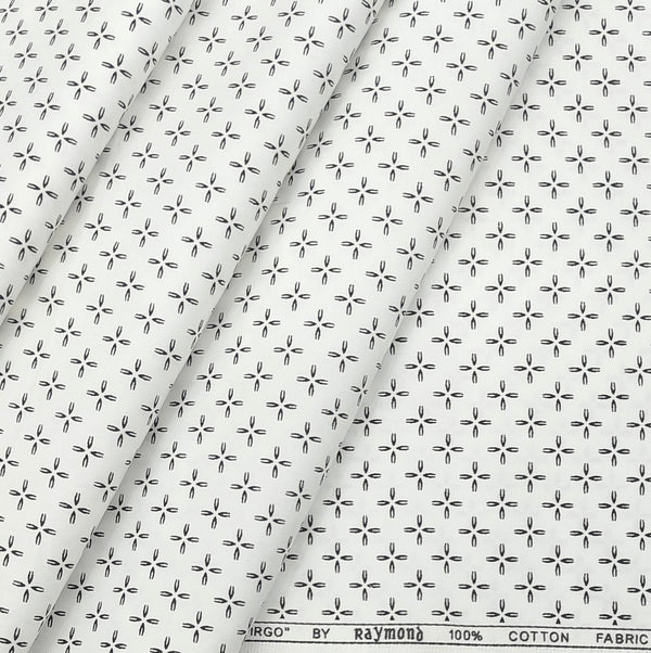 Shirt Fabric Raymond Premium 100% Cotton Printed Colour White n Black