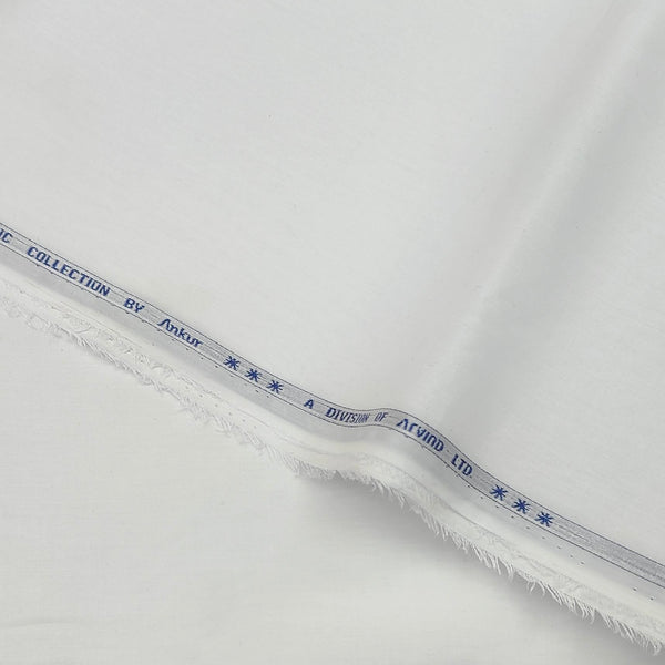 Shirt n Kurta Fabric Arvind Stiff 100s Lawn Pure Cotton Plain White
