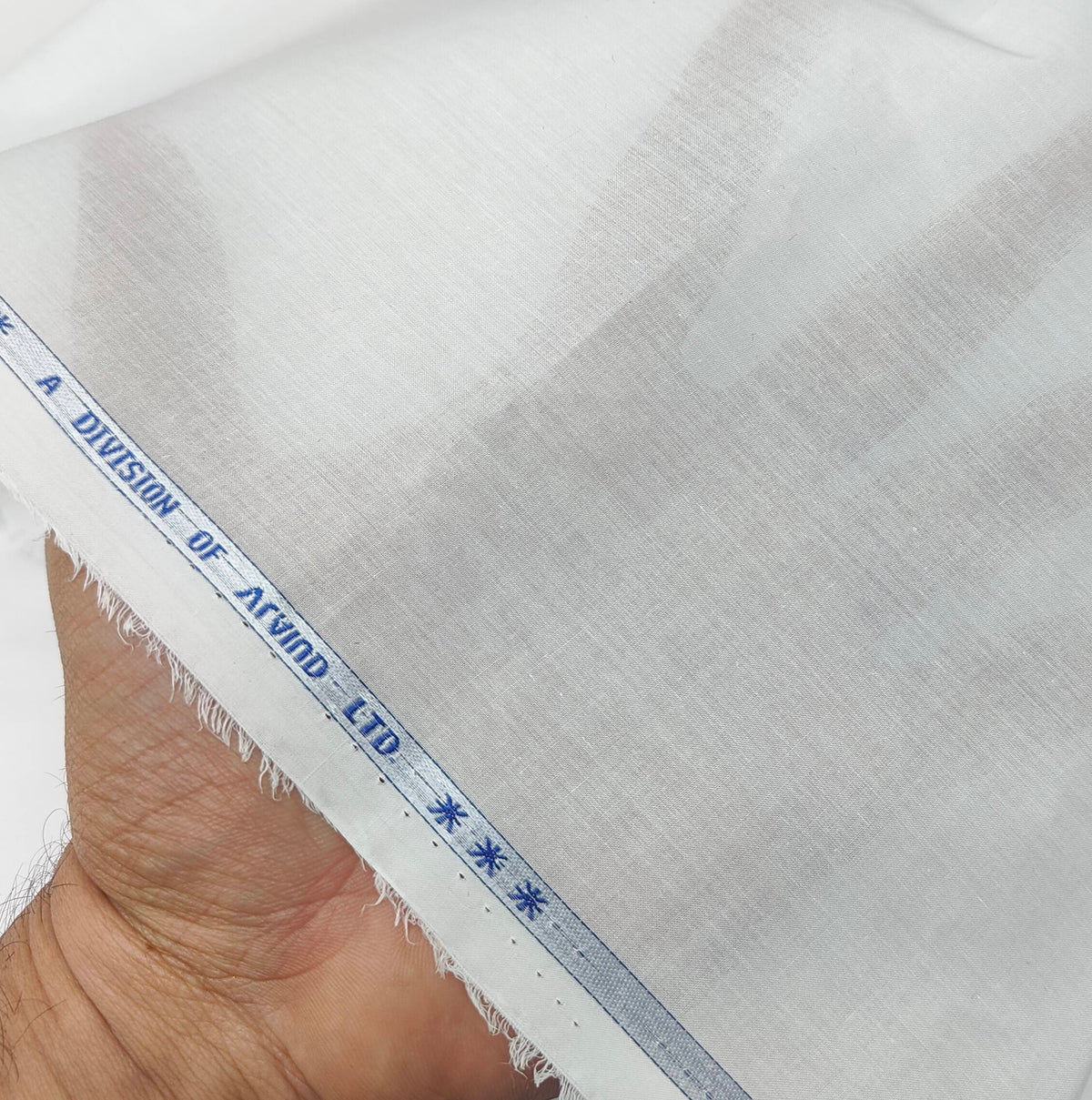 Shirt n Kurta Fabric Arvind Stiff 60s Lawn Pure Cotton Plain White