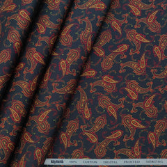 Shirt Fabric Raymond Giza Cotton Digital Printed Colour Black N Golden