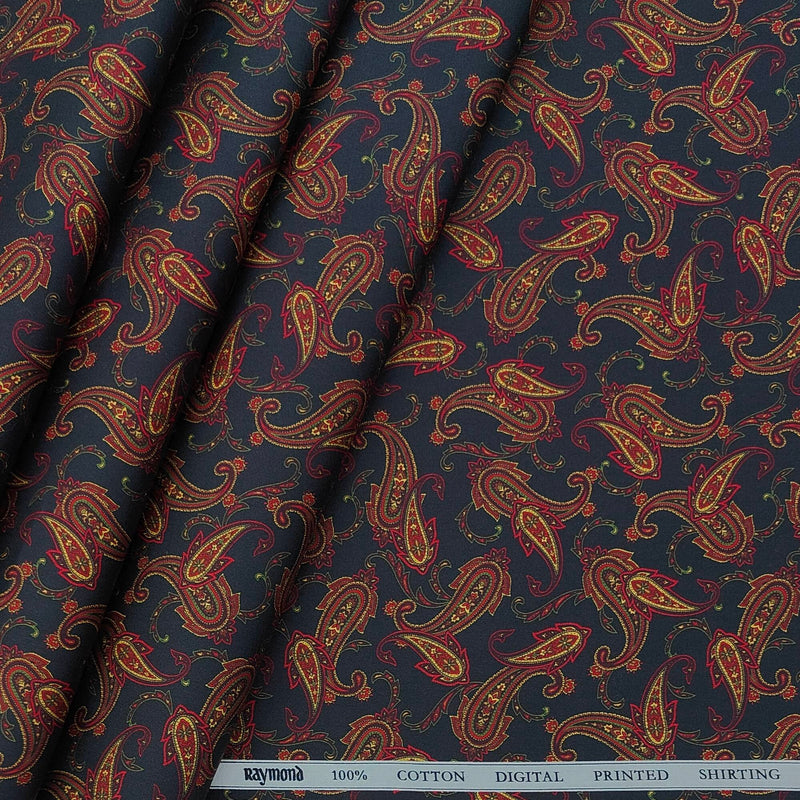 Shirt Fabric Raymond Giza Cotton Digital Printed Colour Black N Golden