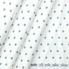 Shirt Fabric Raymond Premium 100% Cotton Printed Colour White n Blue
